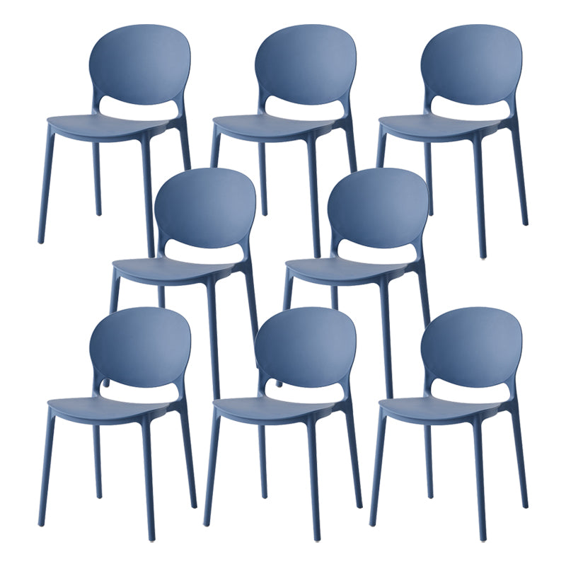 Nordic Plastic Open Back Dining Side Chair 32"H Dining Chair with 4 Legs for Restaurant Dark Blue 8 Piece Set Clearhalo ' kitchen&dining_furn' 'Dining Chairs' 'Dining Tables & Seating' 'dining_chair' 'furn' 'furn_dining_chair' 'Furniture' 'furniture_dining_chair' 'Kitchen & Dining Furniture' 'kitchen' 3576002