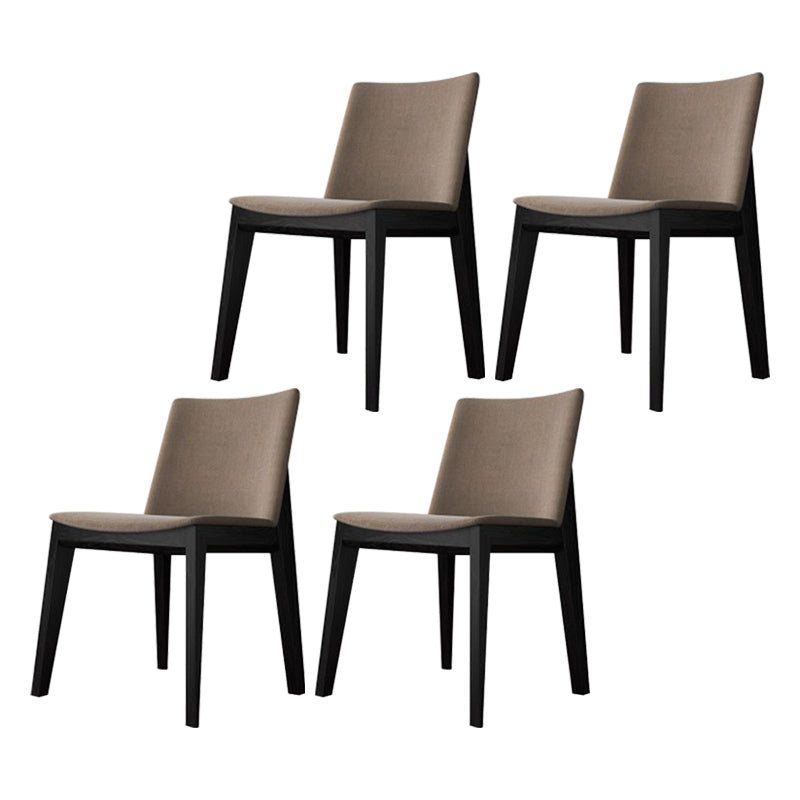 Scandinavian Oak Parsons Side Chair Linen Dining Chair with Natural Legs Light Khaki 4 Piece Set Black Clearhalo ' kitchen&dining_furn' 'Dining Chairs' 'Dining Tables & Seating' 'dining_chair' 'furn' 'furn_dining_chair' 'Furniture' 'furniture_dining_chair' 'Kitchen & Dining Furniture' 'kitchen' 3576031