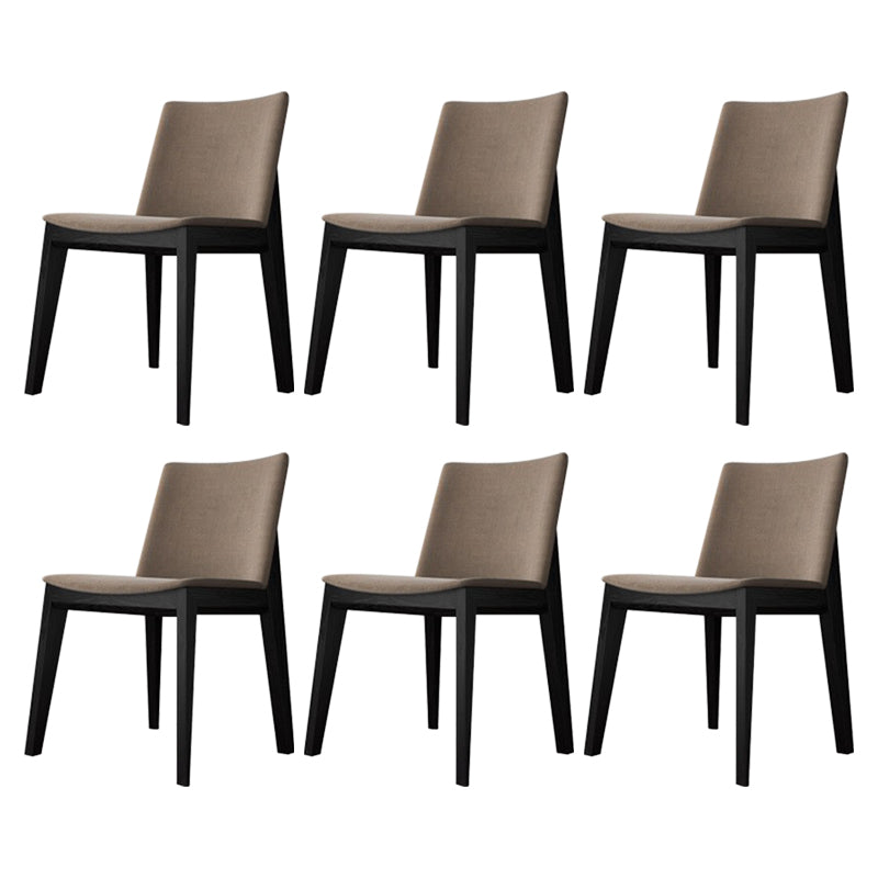 Scandinavian Oak Parsons Side Chair Linen Dining Chair with Natural Legs Light Khaki 6 Piece Set Black Clearhalo ' kitchen&dining_furn' 'Dining Chairs' 'Dining Tables & Seating' 'dining_chair' 'furn' 'furn_dining_chair' 'Furniture' 'furniture_dining_chair' 'Kitchen & Dining Furniture' 'kitchen' 3576034