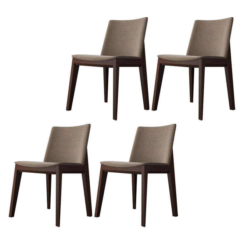 Scandinavian Oak Parsons Side Chair Linen Dining Chair with Natural Legs Light Khaki 4 Piece Set Walnut Clearhalo ' kitchen&dining_furn' 'Dining Chairs' 'Dining Tables & Seating' 'dining_chair' 'furn' 'furn_dining_chair' 'Furniture' 'furniture_dining_chair' 'Kitchen & Dining Furniture' 'kitchen' 3576041