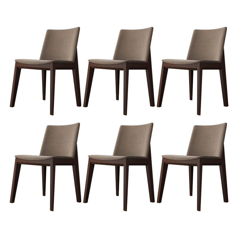 Scandinavian Oak Parsons Side Chair Linen Dining Chair with Natural Legs Light Khaki 6 Piece Set Walnut Clearhalo ' kitchen&dining_furn' 'Dining Chairs' 'Dining Tables & Seating' 'dining_chair' 'furn' 'furn_dining_chair' 'Furniture' 'furniture_dining_chair' 'Kitchen & Dining Furniture' 'kitchen' 3576042