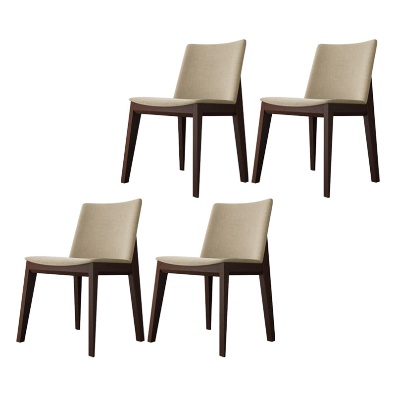 Scandinavian Oak Parsons Side Chair Linen Dining Chair with Natural Legs Off-White 4 Piece Set Walnut Clearhalo ' kitchen&dining_furn' 'Dining Chairs' 'Dining Tables & Seating' 'dining_chair' 'furn' 'furn_dining_chair' 'Furniture' 'furniture_dining_chair' 'Kitchen & Dining Furniture' 'kitchen' 3576047