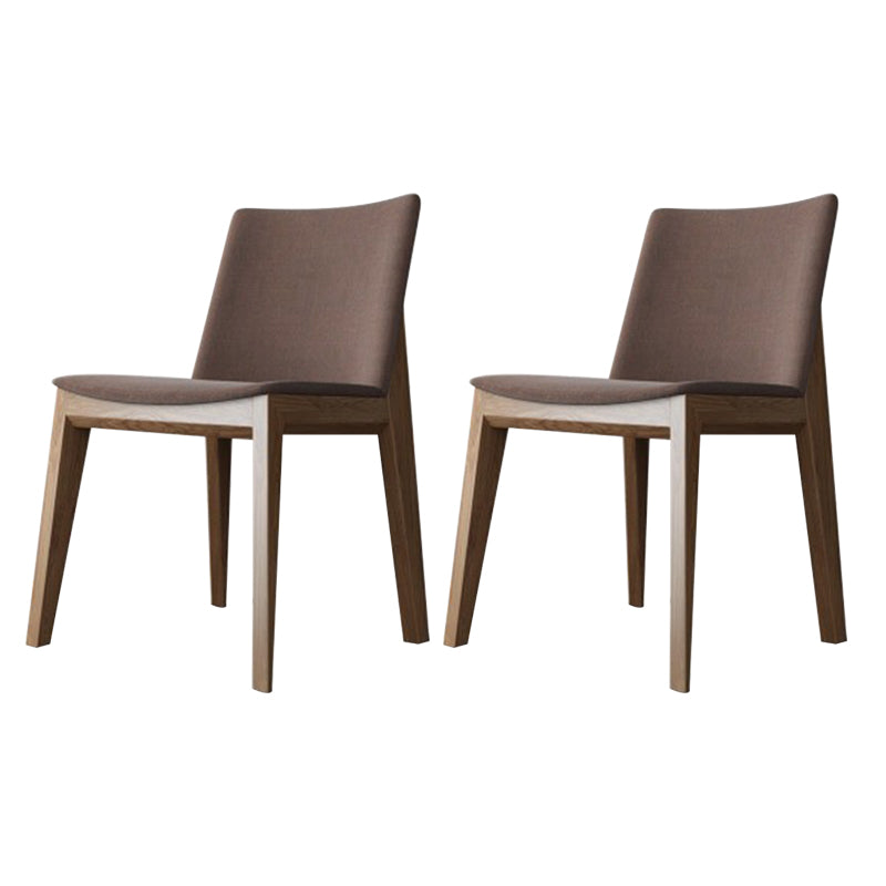 Scandinavian Oak Parsons Side Chair Linen Dining Chair with Natural Legs Coffee 2 Piece Set Brown Clearhalo ' kitchen&dining_furn' 'Dining Chairs' 'Dining Tables & Seating' 'dining_chair' 'furn' 'furn_dining_chair' 'Furniture' 'furniture_dining_chair' 'Kitchen & Dining Furniture' 'kitchen' 3576049