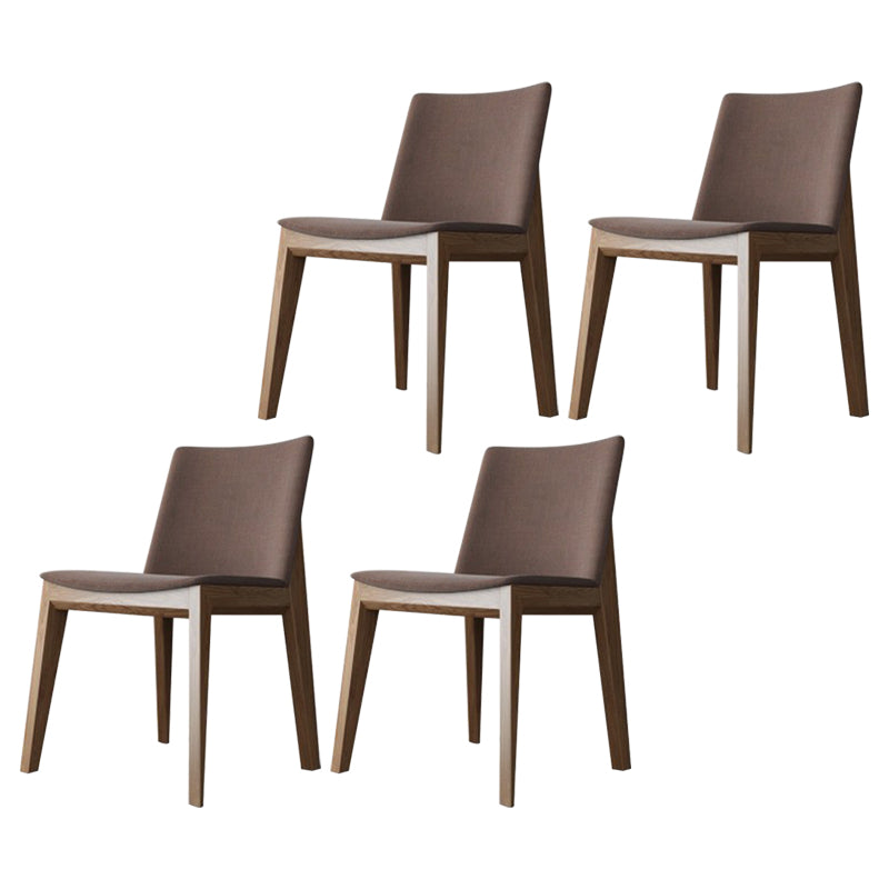 Scandinavian Oak Parsons Side Chair Linen Dining Chair with Natural Legs Coffee 4 Piece Set Brown Clearhalo ' kitchen&dining_furn' 'Dining Chairs' 'Dining Tables & Seating' 'dining_chair' 'furn' 'furn_dining_chair' 'Furniture' 'furniture_dining_chair' 'Kitchen & Dining Furniture' 'kitchen' 3576050