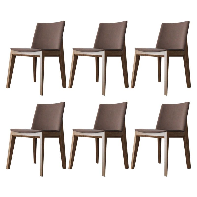 Scandinavian Oak Parsons Side Chair Linen Dining Chair with Natural Legs Coffee 6 Piece Set Brown Clearhalo ' kitchen&dining_furn' 'Dining Chairs' 'Dining Tables & Seating' 'dining_chair' 'furn' 'furn_dining_chair' 'Furniture' 'furniture_dining_chair' 'Kitchen & Dining Furniture' 'kitchen' 3576051