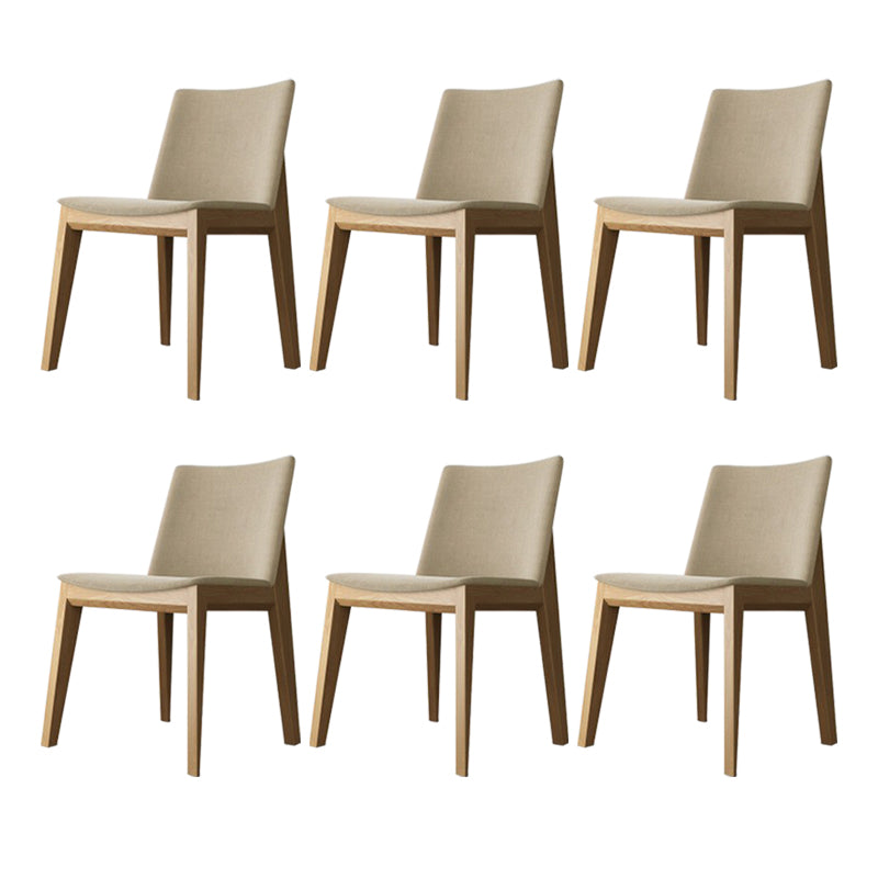 Scandinavian Oak Parsons Side Chair Linen Dining Chair with Natural Legs Off-White 6 Piece Set Natural Wood Clearhalo ' kitchen&dining_furn' 'Dining Chairs' 'Dining Tables & Seating' 'dining_chair' 'furn' 'furn_dining_chair' 'Furniture' 'furniture_dining_chair' 'Kitchen & Dining Furniture' 'kitchen' 3576054