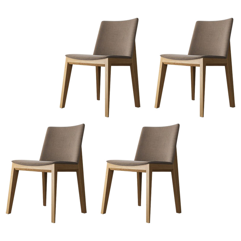 Scandinavian Oak Parsons Side Chair Linen Dining Chair with Natural Legs Light Khaki 4 Piece Set Natural Wood Clearhalo ' kitchen&dining_furn' 'Dining Chairs' 'Dining Tables & Seating' 'dining_chair' 'furn' 'furn_dining_chair' 'Furniture' 'furniture_dining_chair' 'Kitchen & Dining Furniture' 'kitchen' 3576056