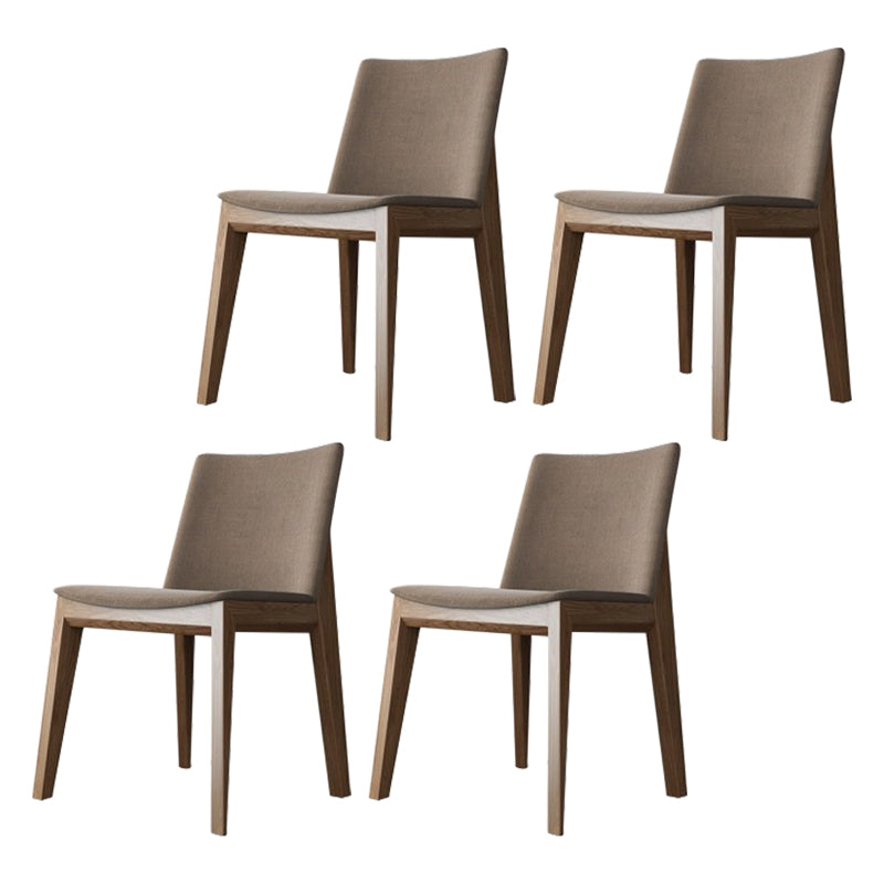 Scandinavian Oak Parsons Side Chair Linen Dining Chair with Natural Legs Light Khaki 4 Piece Set Brown Clearhalo ' kitchen&dining_furn' 'Dining Chairs' 'Dining Tables & Seating' 'dining_chair' 'furn' 'furn_dining_chair' 'Furniture' 'furniture_dining_chair' 'Kitchen & Dining Furniture' 'kitchen' 3576059