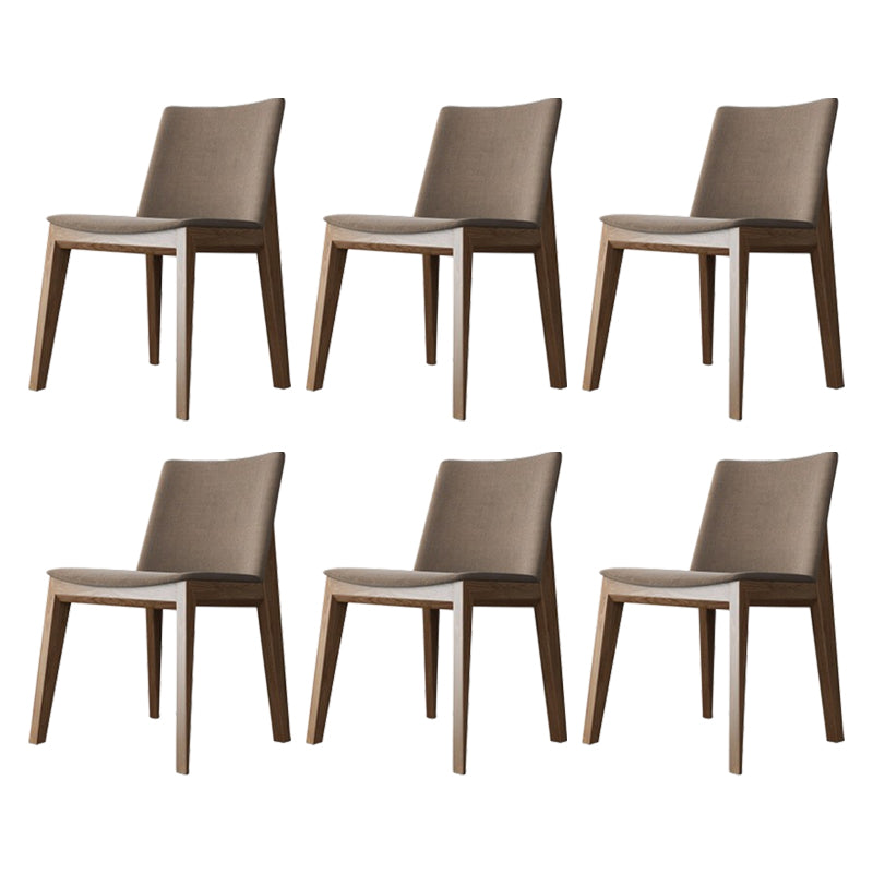 Scandinavian Oak Parsons Side Chair Linen Dining Chair with Natural Legs Light Khaki 6 Piece Set Brown Clearhalo ' kitchen&dining_furn' 'Dining Chairs' 'Dining Tables & Seating' 'dining_chair' 'furn' 'furn_dining_chair' 'Furniture' 'furniture_dining_chair' 'Kitchen & Dining Furniture' 'kitchen' 3576060