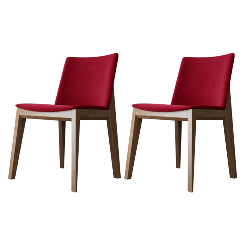 Scandinavian Oak Parsons Side Chair Linen Dining Chair with Natural Legs Red 2 Piece Set Brown Clearhalo ' kitchen&dining_furn' 'Dining Chairs' 'Dining Tables & Seating' 'dining_chair' 'furn' 'furn_dining_chair' 'Furniture' 'furniture_dining_chair' 'Kitchen & Dining Furniture' 'kitchen' 3576064