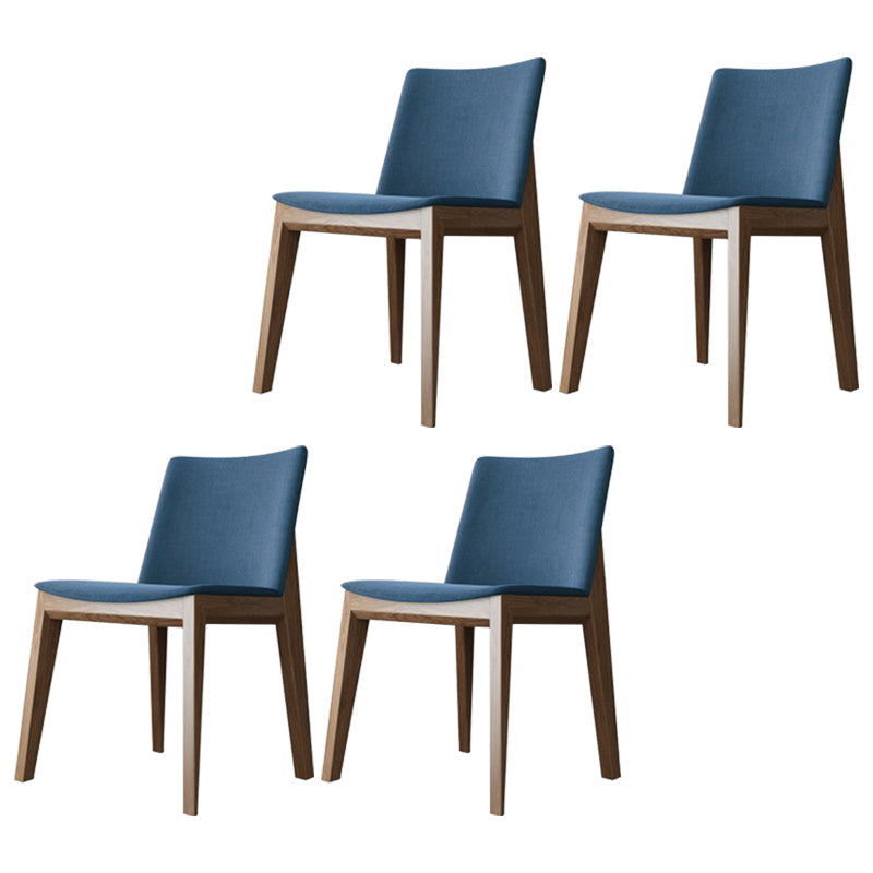Scandinavian Oak Parsons Side Chair Linen Dining Chair with Natural Legs Blue 4 Piece Set Brown Clearhalo ' kitchen&dining_furn' 'Dining Chairs' 'Dining Tables & Seating' 'dining_chair' 'furn' 'furn_dining_chair' 'Furniture' 'furniture_dining_chair' 'Kitchen & Dining Furniture' 'kitchen' 3576071