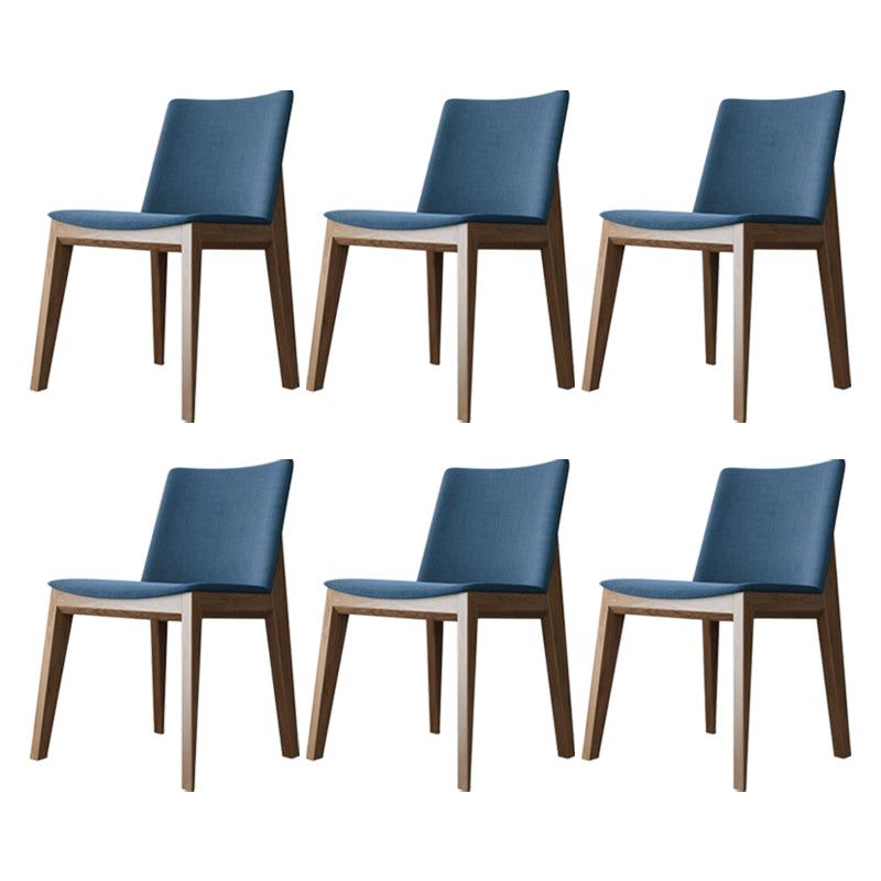 Scandinavian Oak Parsons Side Chair Linen Dining Chair with Natural Legs Blue 6 Piece Set Brown Clearhalo ' kitchen&dining_furn' 'Dining Chairs' 'Dining Tables & Seating' 'dining_chair' 'furn' 'furn_dining_chair' 'Furniture' 'furniture_dining_chair' 'Kitchen & Dining Furniture' 'kitchen' 3576072