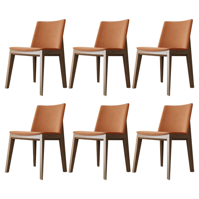 Scandinavian Oak Parsons Side Chair Linen Dining Chair with Natural Legs Orange 6 Piece Set Brown Clearhalo ' kitchen&dining_furn' 'Dining Chairs' 'Dining Tables & Seating' 'dining_chair' 'furn' 'furn_dining_chair' 'Furniture' 'furniture_dining_chair' 'Kitchen & Dining Furniture' 'kitchen' 3576075