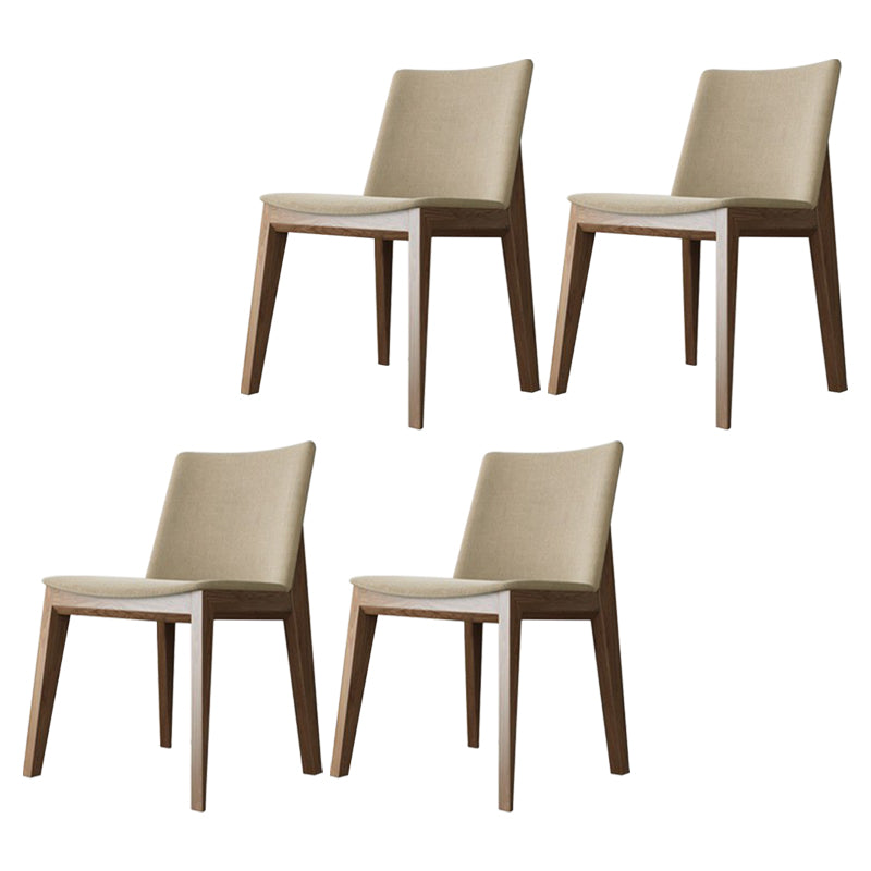 Scandinavian Oak Parsons Side Chair Linen Dining Chair with Natural Legs Off-White 4 Piece Set Brown Clearhalo ' kitchen&dining_furn' 'Dining Chairs' 'Dining Tables & Seating' 'dining_chair' 'furn' 'furn_dining_chair' 'Furniture' 'furniture_dining_chair' 'Kitchen & Dining Furniture' 'kitchen' 3576080
