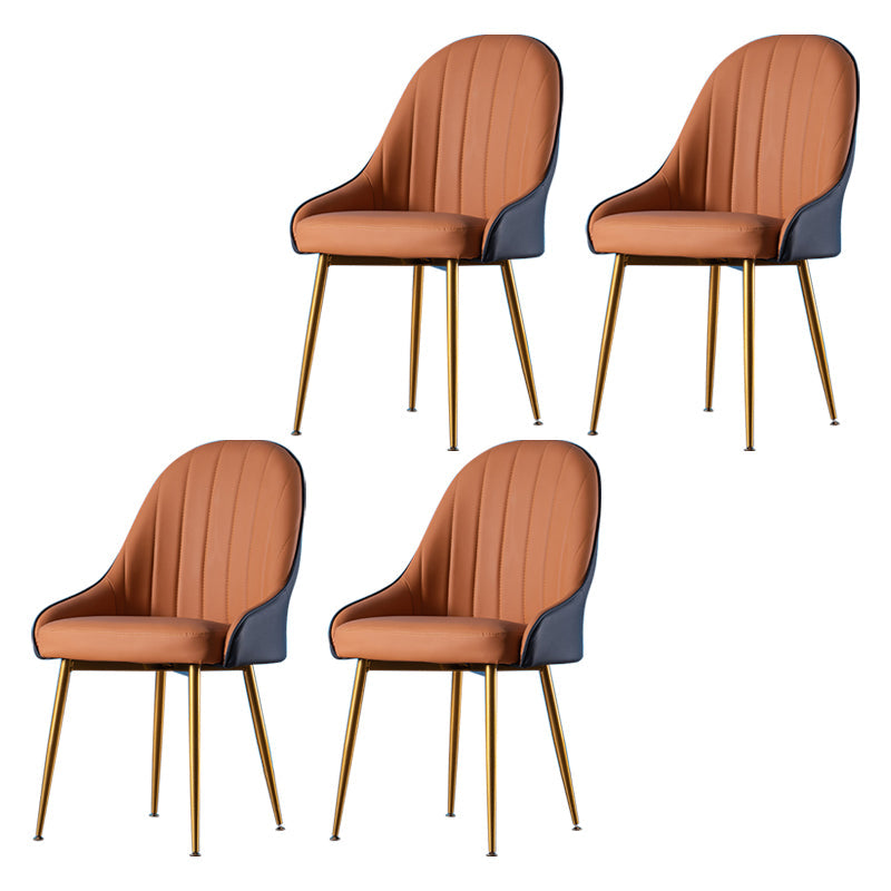 Glam Dining Room Chair Solid Back Side Chair with 4 Metal Legs for Home Use Orange 4 Piece Set Clearhalo ' kitchen&dining_furn' 'Dining Chairs' 'Dining Tables & Seating' 'dining_chair' 'furn' 'furn_dining_chair' 'Furniture' 'furniture_dining_chair' 'Kitchen & Dining Furniture' 'kitchen' 3576093