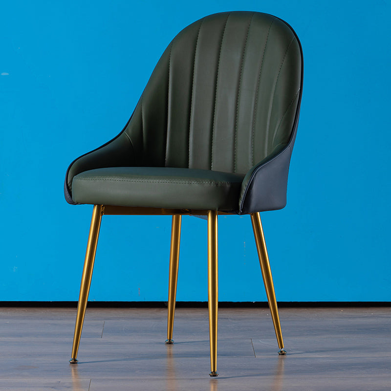 Glam Dining Room Chair Solid Back Side Chair with 4 Metal Legs for Home Use Blackish Green 1 Piece Clearhalo ' kitchen&dining_furn' 'Dining Chairs' 'Dining Tables & Seating' 'dining_chair' 'furn' 'furn_dining_chair' 'Furniture' 'furniture_dining_chair' 'Kitchen & Dining Furniture' 'kitchen' 3576094