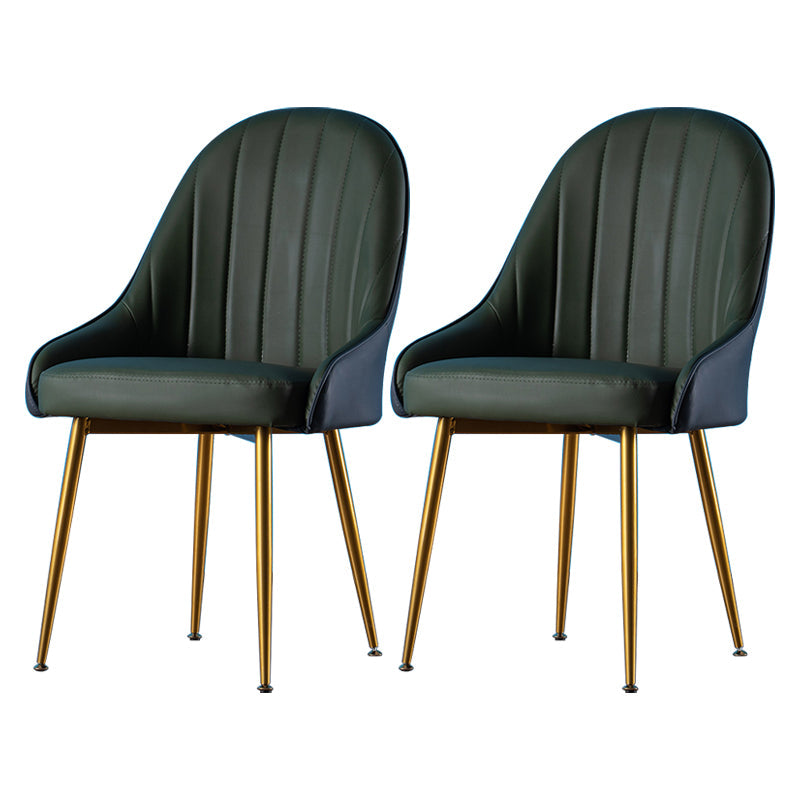Glam Dining Room Chair Solid Back Side Chair with 4 Metal Legs for Home Use Blackish Green 2 Piece Set Clearhalo ' kitchen&dining_furn' 'Dining Chairs' 'Dining Tables & Seating' 'dining_chair' 'furn' 'furn_dining_chair' 'Furniture' 'furniture_dining_chair' 'Kitchen & Dining Furniture' 'kitchen' 3576095