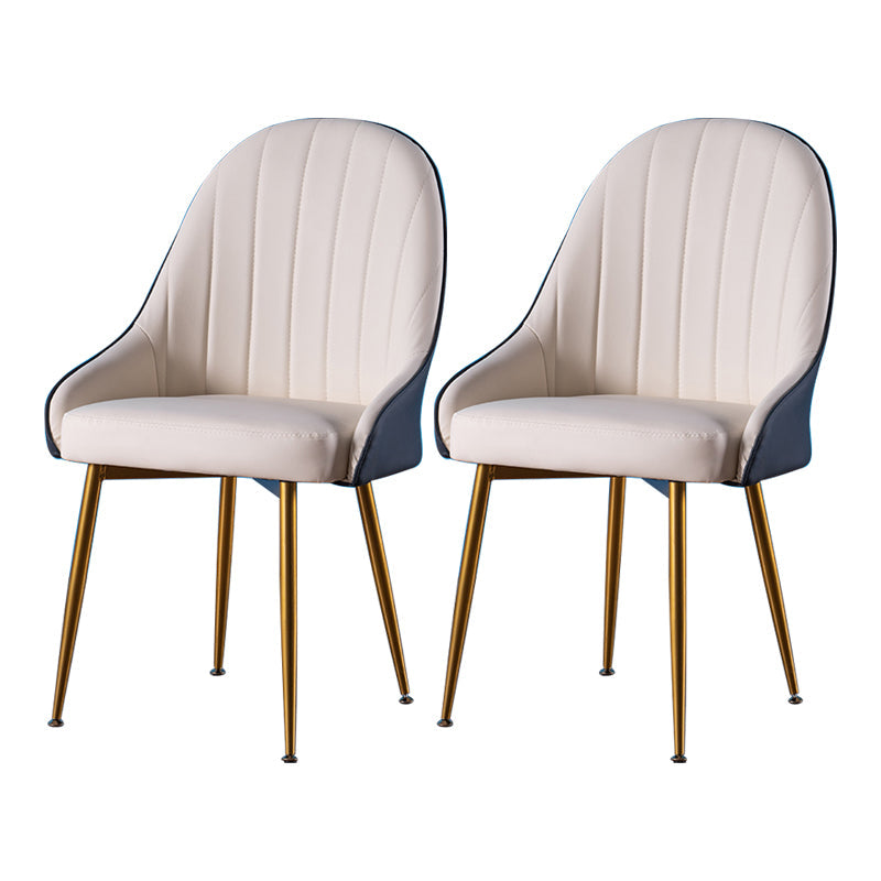 Glam Dining Room Chair Solid Back Side Chair with 4 Metal Legs for Home Use Off-White 2 Piece Set Clearhalo ' kitchen&dining_furn' 'Dining Chairs' 'Dining Tables & Seating' 'dining_chair' 'furn' 'furn_dining_chair' 'Furniture' 'furniture_dining_chair' 'Kitchen & Dining Furniture' 'kitchen' 3576099