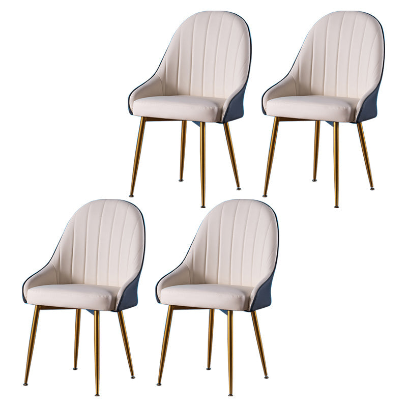 Glam Dining Room Chair Solid Back Side Chair with 4 Metal Legs for Home Use Off-White 4 Piece Set Clearhalo ' kitchen&dining_furn' 'Dining Chairs' 'Dining Tables & Seating' 'dining_chair' 'furn' 'furn_dining_chair' 'Furniture' 'furniture_dining_chair' 'Kitchen & Dining Furniture' 'kitchen' 3576101