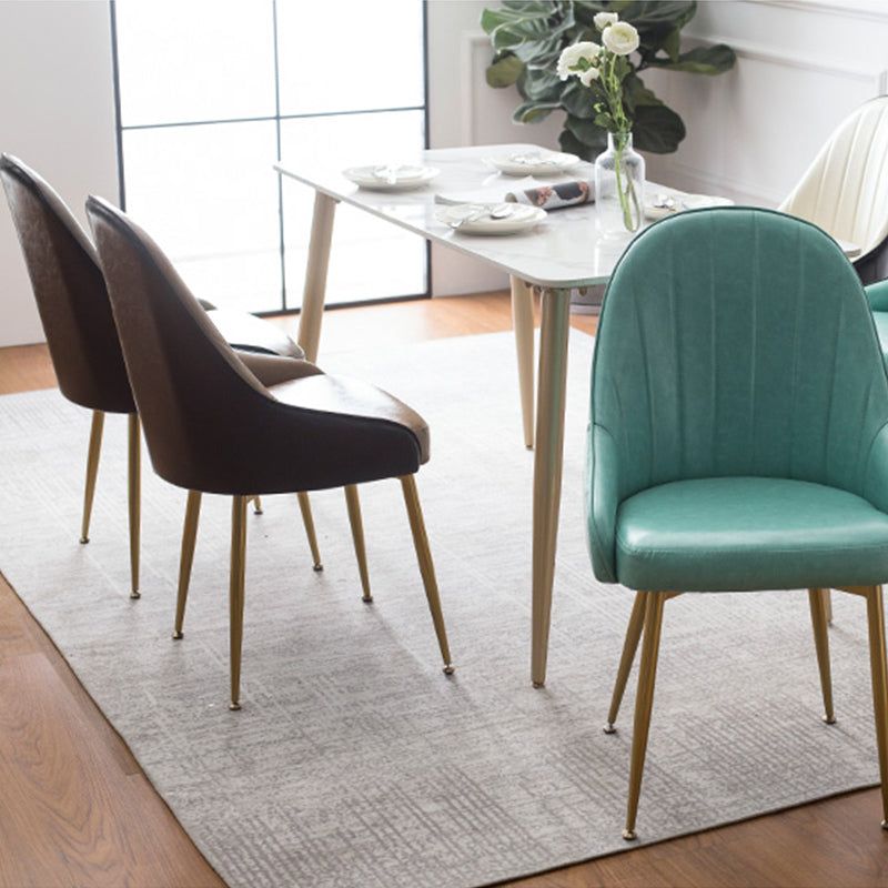 Glam Dining Room Chair Solid Back Side Chair with 4 Metal Legs for Home Use Clearhalo ' kitchen&dining_furn' 'Dining Chairs' 'Dining Tables & Seating' 'dining_chair' 'furn' 'furn_dining_chair' 'Furniture' 'furniture_dining_chair' 'Kitchen & Dining Furniture' 'kitchen' 3576104