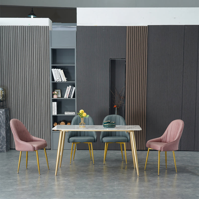 Glam Dining Room Chair Solid Back Side Chair with 4 Metal Legs for Home Use Clearhalo ' kitchen&dining_furn' 'Dining Chairs' 'Dining Tables & Seating' 'dining_chair' 'furn' 'furn_dining_chair' 'Furniture' 'furniture_dining_chair' 'Kitchen & Dining Furniture' 'kitchen' 3576105