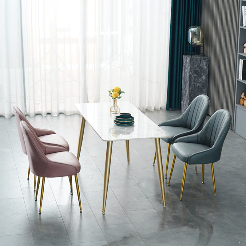 Glam Dining Room Chair Solid Back Side Chair with 4 Metal Legs for Home Use Clearhalo ' kitchen&dining_furn' 'Dining Chairs' 'Dining Tables & Seating' 'dining_chair' 'furn' 'furn_dining_chair' 'Furniture' 'furniture_dining_chair' 'Kitchen & Dining Furniture' 'kitchen' 3576106