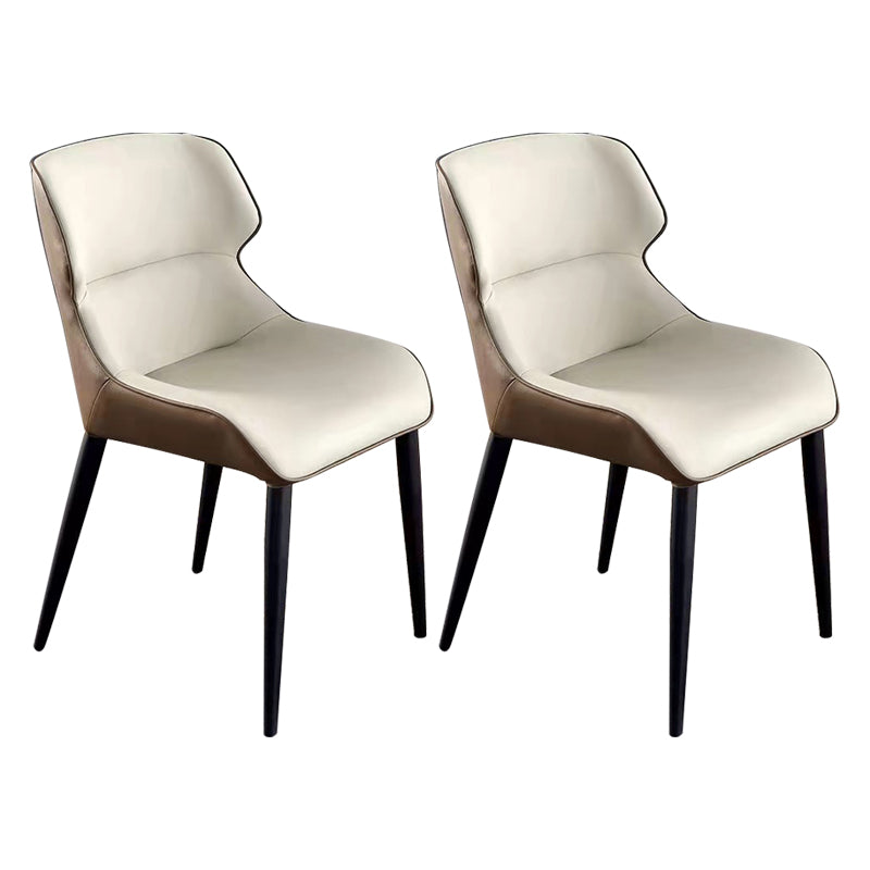 Modern Cushioned Dining Chair 32"H Wingback Parsons Chair with Metal Base for Restaurant Off-White 2 Piece Set Clearhalo ' kitchen&dining_furn' 'Dining Chairs' 'Dining Tables & Seating' 'dining_chair' 'furn' 'furn_dining_chair' 'Furniture' 'furniture_dining_chair' 'Kitchen & Dining Furniture' 'kitchen' 3576108