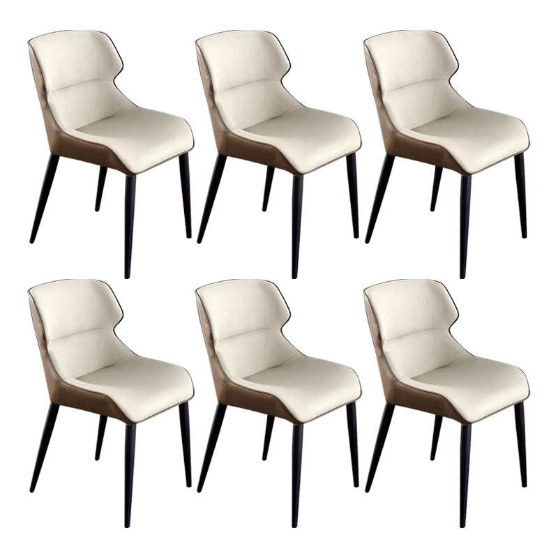 Modern Cushioned Dining Chair 32"H Wingback Parsons Chair with Metal Base for Restaurant Off-White 6 Piece Set Clearhalo ' kitchen&dining_furn' 'Dining Chairs' 'Dining Tables & Seating' 'dining_chair' 'furn' 'furn_dining_chair' 'Furniture' 'furniture_dining_chair' 'Kitchen & Dining Furniture' 'kitchen' 3576111