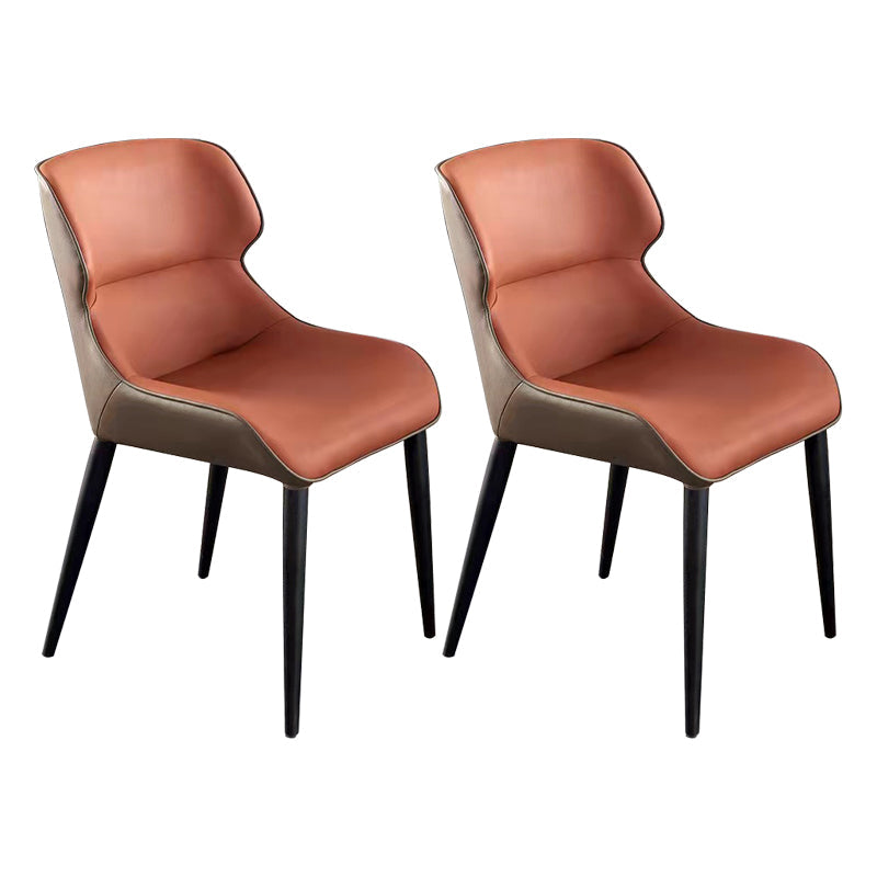 Modern Cushioned Dining Chair 32"H Wingback Parsons Chair with Metal Base for Restaurant Orange 2 Piece Set Clearhalo ' kitchen&dining_furn' 'Dining Chairs' 'Dining Tables & Seating' 'dining_chair' 'furn' 'furn_dining_chair' 'Furniture' 'furniture_dining_chair' 'Kitchen & Dining Furniture' 'kitchen' 3576113