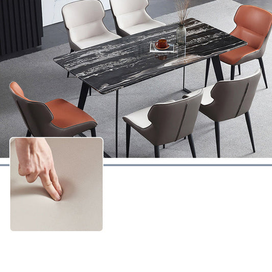 Modern Cushioned Dining Chair 32"H Wingback Parsons Chair with Metal Base for Restaurant Clearhalo ' kitchen&dining_furn' 'Dining Chairs' 'Dining Tables & Seating' 'dining_chair' 'furn' 'furn_dining_chair' 'Furniture' 'furniture_dining_chair' 'Kitchen & Dining Furniture' 'kitchen' 3576114