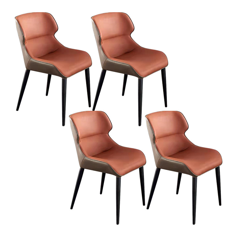 Modern Cushioned Dining Chair 32"H Wingback Parsons Chair with Metal Base for Restaurant Orange 4 Piece Set Clearhalo ' kitchen&dining_furn' 'Dining Chairs' 'Dining Tables & Seating' 'dining_chair' 'furn' 'furn_dining_chair' 'Furniture' 'furniture_dining_chair' 'Kitchen & Dining Furniture' 'kitchen' 3576115