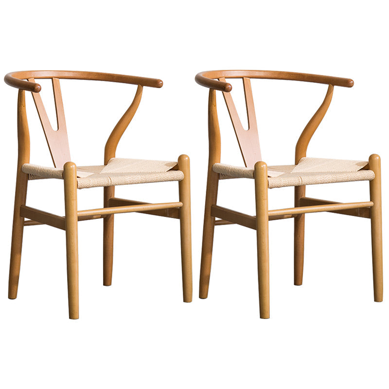Wood Modern Dining Arm Chair with Color Cushion Wishbone Chair for Home Natural Natural 2 Piece Set Clearhalo ' kitchen&dining_furn' 'Dining Chairs' 'Dining Tables & Seating' 'dining_chair' 'furn' 'furn_dining_chair' 'Furniture' 'furniture_dining_chair' 'Kitchen & Dining Furniture' 'kitchen' 3576122