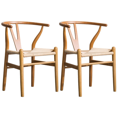 Wood Modern Dining Arm Chair with Color Cushion Wishbone Chair for Home Natural Natural 2 Piece Set Clearhalo ' kitchen&dining_furn' 'Dining Chairs' 'Dining Tables & Seating' 'dining_chair' 'furn' 'furn_dining_chair' 'Furniture' 'furniture_dining_chair' 'Kitchen & Dining Furniture' 'kitchen' 3576122