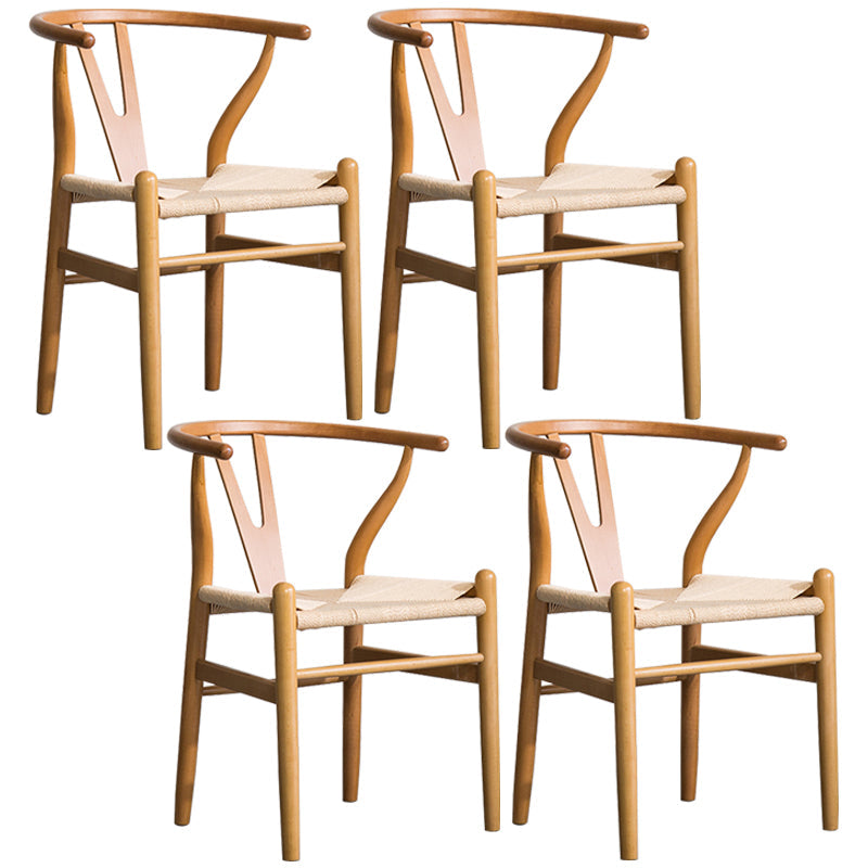 Wood Modern Dining Arm Chair with Color Cushion Wishbone Chair for Home Natural Natural 4 Piece Set Clearhalo ' kitchen&dining_furn' 'Dining Chairs' 'Dining Tables & Seating' 'dining_chair' 'furn' 'furn_dining_chair' 'Furniture' 'furniture_dining_chair' 'Kitchen & Dining Furniture' 'kitchen' 3576124