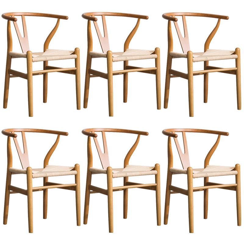 Wood Modern Dining Arm Chair with Color Cushion Wishbone Chair for Home Natural Natural 6 Piece Set Clearhalo ' kitchen&dining_furn' 'Dining Chairs' 'Dining Tables & Seating' 'dining_chair' 'furn' 'furn_dining_chair' 'Furniture' 'furniture_dining_chair' 'Kitchen & Dining Furniture' 'kitchen' 3576126