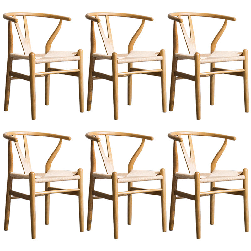 Wood Modern Dining Arm Chair with Color Cushion Wishbone Chair for Home Natural Pink 6 Piece Set Clearhalo ' kitchen&dining_furn' 'Dining Chairs' 'Dining Tables & Seating' 'dining_chair' 'furn' 'furn_dining_chair' 'Furniture' 'furniture_dining_chair' 'Kitchen & Dining Furniture' 'kitchen' 3576131