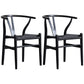 Wood Modern Dining Arm Chair with Color Cushion Wishbone Chair for Home Black Matt Black 2 Piece Set Clearhalo ' kitchen&dining_furn' 'Dining Chairs' 'Dining Tables & Seating' 'dining_chair' 'furn' 'furn_dining_chair' 'Furniture' 'furniture_dining_chair' 'Kitchen & Dining Furniture' 'kitchen' 3576134