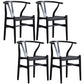 Wood Modern Dining Arm Chair with Color Cushion Wishbone Chair for Home Black Matt Black 4 Piece Set Clearhalo ' kitchen&dining_furn' 'Dining Chairs' 'Dining Tables & Seating' 'dining_chair' 'furn' 'furn_dining_chair' 'Furniture' 'furniture_dining_chair' 'Kitchen & Dining Furniture' 'kitchen' 3576135