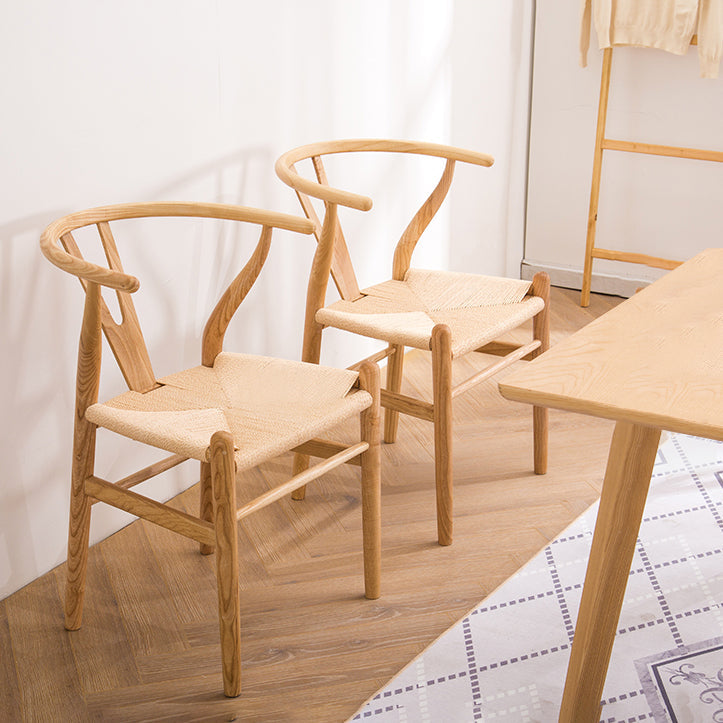 Wood Modern Dining Arm Chair with Color Cushion Wishbone Chair for Home Clearhalo ' kitchen&dining_furn' 'Dining Chairs' 'Dining Tables & Seating' 'dining_chair' 'furn' 'furn_dining_chair' 'Furniture' 'furniture_dining_chair' 'Kitchen & Dining Furniture' 'kitchen' 3576137