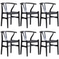 Wood Modern Dining Arm Chair with Color Cushion Wishbone Chair for Home Black Matt Black 6 Piece Set Clearhalo ' kitchen&dining_furn' 'Dining Chairs' 'Dining Tables & Seating' 'dining_chair' 'furn' 'furn_dining_chair' 'Furniture' 'furniture_dining_chair' 'Kitchen & Dining Furniture' 'kitchen' 3576138