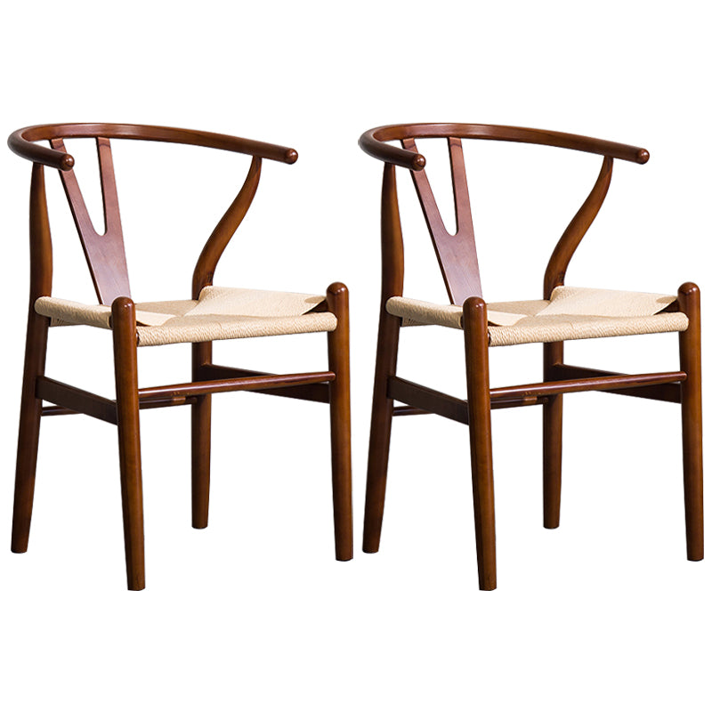 Wood Modern Dining Arm Chair with Color Cushion Wishbone Chair for Home Walnut Natural 2 Piece Set Clearhalo ' kitchen&dining_furn' 'Dining Chairs' 'Dining Tables & Seating' 'dining_chair' 'furn' 'furn_dining_chair' 'Furniture' 'furniture_dining_chair' 'Kitchen & Dining Furniture' 'kitchen' 3576139