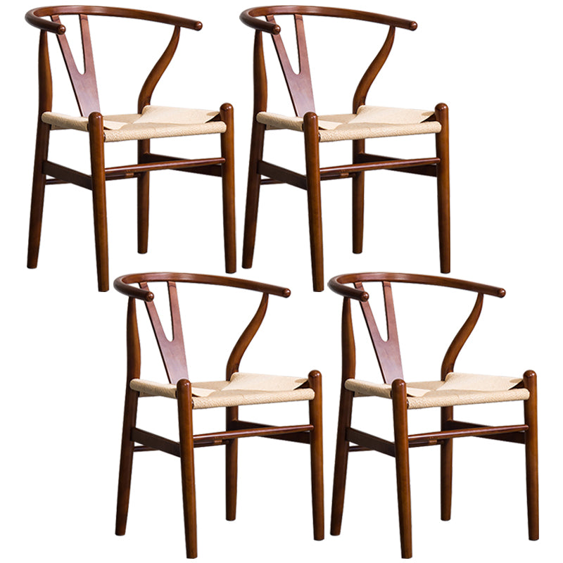 Wood Modern Dining Arm Chair with Color Cushion Wishbone Chair for Home Walnut Natural 4 Piece Set Clearhalo ' kitchen&dining_furn' 'Dining Chairs' 'Dining Tables & Seating' 'dining_chair' 'furn' 'furn_dining_chair' 'Furniture' 'furniture_dining_chair' 'Kitchen & Dining Furniture' 'kitchen' 3576142