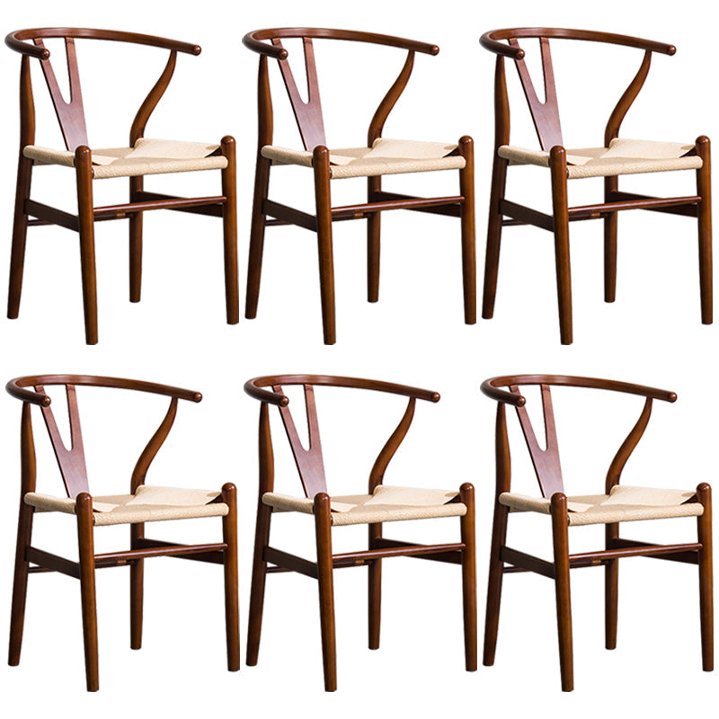 Wood Modern Dining Arm Chair with Color Cushion Wishbone Chair for Home Walnut Natural 6 Piece Set Clearhalo ' kitchen&dining_furn' 'Dining Chairs' 'Dining Tables & Seating' 'dining_chair' 'furn' 'furn_dining_chair' 'Furniture' 'furniture_dining_chair' 'Kitchen & Dining Furniture' 'kitchen' 3576143