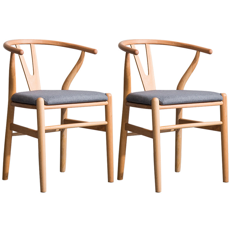Wood Modern Dining Arm Chair with Color Cushion Wishbone Chair for Home Natural Silver 2 Piece Set Clearhalo ' kitchen&dining_furn' 'Dining Chairs' 'Dining Tables & Seating' 'dining_chair' 'furn' 'furn_dining_chair' 'Furniture' 'furniture_dining_chair' 'Kitchen & Dining Furniture' 'kitchen' 3576145