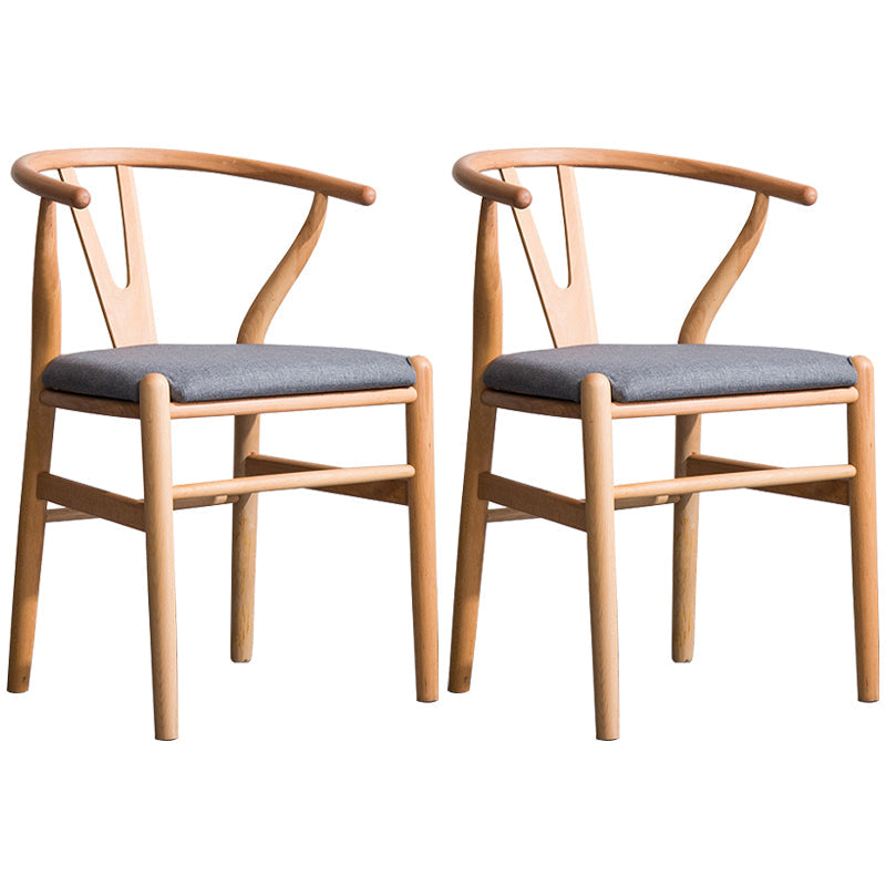 Wood Modern Dining Arm Chair with Color Cushion Wishbone Chair for Home Natural Dark Gray 2 Piece Set Clearhalo ' kitchen&dining_furn' 'Dining Chairs' 'Dining Tables & Seating' 'dining_chair' 'furn' 'furn_dining_chair' 'Furniture' 'furniture_dining_chair' 'Kitchen & Dining Furniture' 'kitchen' 3576149