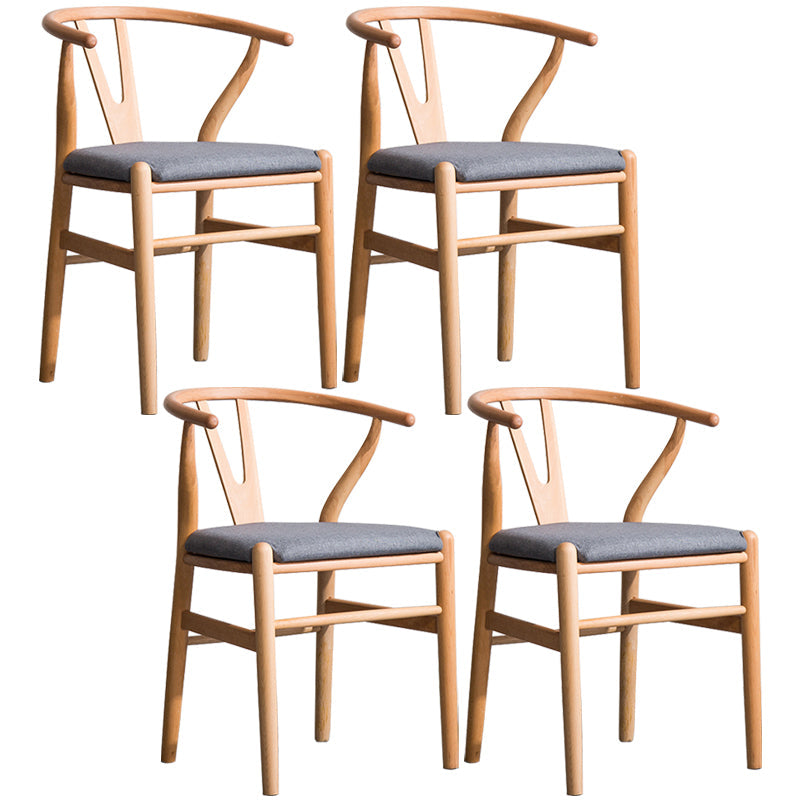 Wood Modern Dining Arm Chair with Color Cushion Wishbone Chair for Home Natural Dark Gray 4 Piece Set Clearhalo ' kitchen&dining_furn' 'Dining Chairs' 'Dining Tables & Seating' 'dining_chair' 'furn' 'furn_dining_chair' 'Furniture' 'furniture_dining_chair' 'Kitchen & Dining Furniture' 'kitchen' 3576150