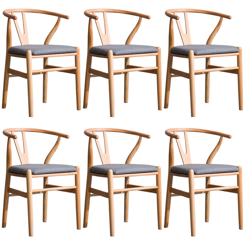 Wood Modern Dining Arm Chair with Color Cushion Wishbone Chair for Home Natural Dark Gray 6 Piece Set Clearhalo ' kitchen&dining_furn' 'Dining Chairs' 'Dining Tables & Seating' 'dining_chair' 'furn' 'furn_dining_chair' 'Furniture' 'furniture_dining_chair' 'Kitchen & Dining Furniture' 'kitchen' 3576151