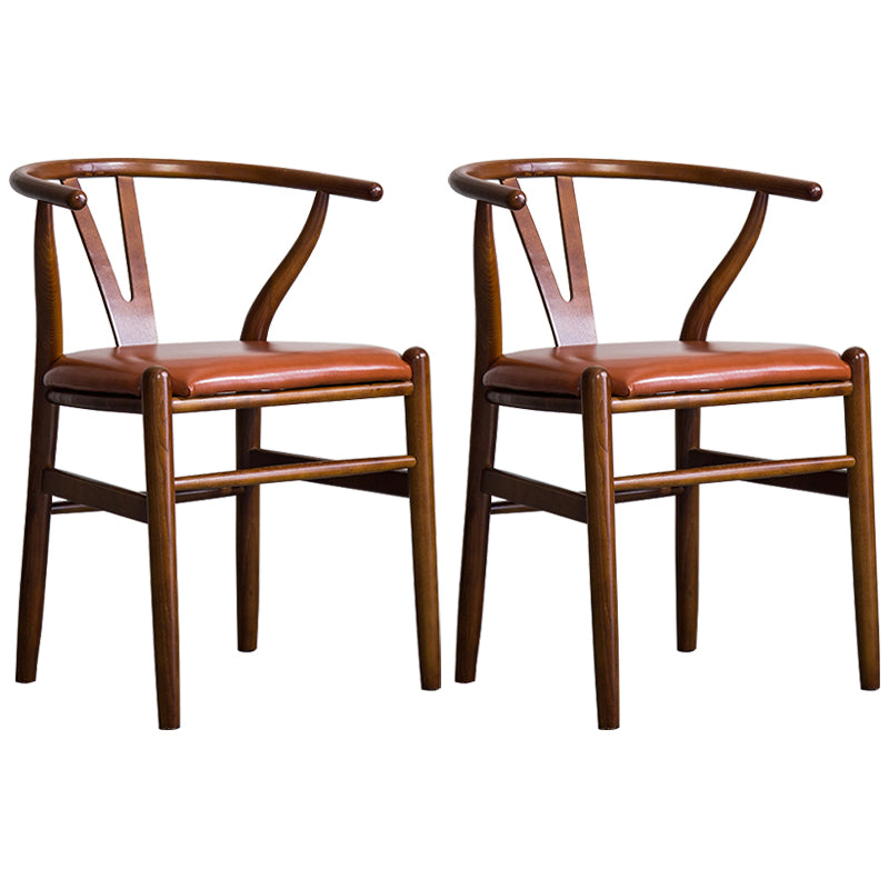 Wood Modern Dining Arm Chair with Color Cushion Wishbone Chair for Home Walnut Brown 2 Piece Set Clearhalo ' kitchen&dining_furn' 'Dining Chairs' 'Dining Tables & Seating' 'dining_chair' 'furn' 'furn_dining_chair' 'Furniture' 'furniture_dining_chair' 'Kitchen & Dining Furniture' 'kitchen' 3576152