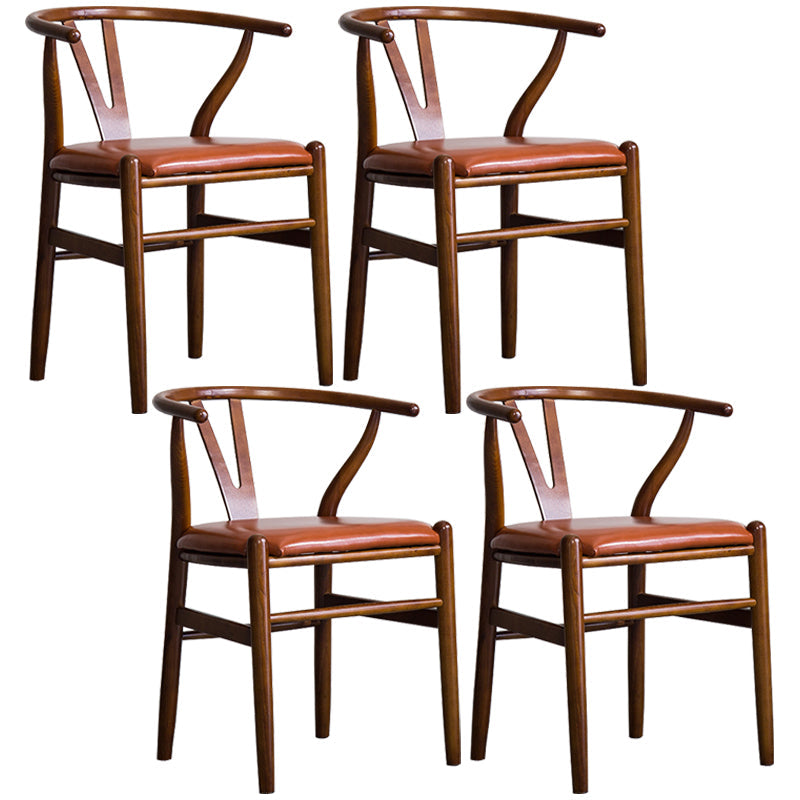 Wood Modern Dining Arm Chair with Color Cushion Wishbone Chair for Home Walnut Brown 4 Piece Set Clearhalo ' kitchen&dining_furn' 'Dining Chairs' 'Dining Tables & Seating' 'dining_chair' 'furn' 'furn_dining_chair' 'Furniture' 'furniture_dining_chair' 'Kitchen & Dining Furniture' 'kitchen' 3576153