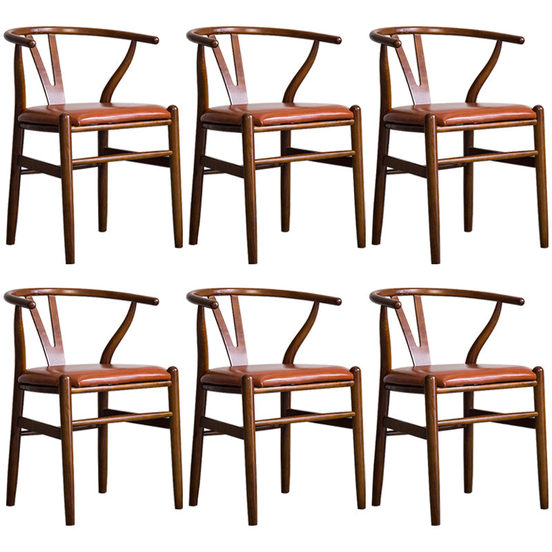 Wood Modern Dining Arm Chair with Color Cushion Wishbone Chair for Home Walnut Brown 6 Piece Set Clearhalo ' kitchen&dining_furn' 'Dining Chairs' 'Dining Tables & Seating' 'dining_chair' 'furn' 'furn_dining_chair' 'Furniture' 'furniture_dining_chair' 'Kitchen & Dining Furniture' 'kitchen' 3576154